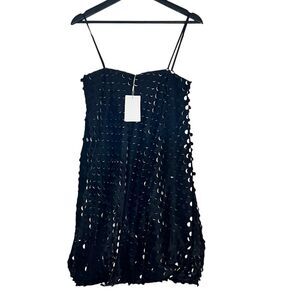 NWT Helmut Lang Women's Gradient Black Hole Punched Bubble Mini Dress Size 0